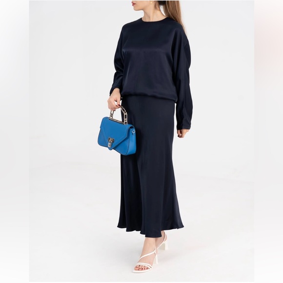 Zara Satin Effect Viscose Blouse & Satin Effect Midi Skirt - New Matching Set - Picture 3 of 12